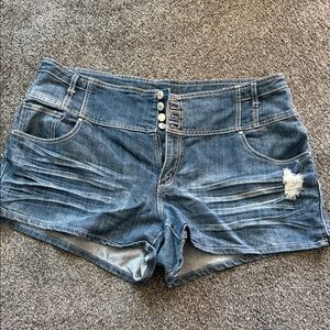 Almost Famous Distressed Blue Jean Shorts